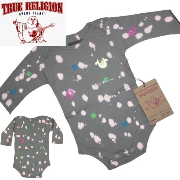 New True Religion Bundle of 2 Long Sleeve Baby Girl Onesies 12-18 Months - Picture 4 of 16